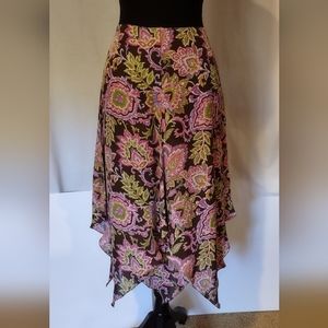 Jones New York Signature Silk Asymmetrical Floral skirt